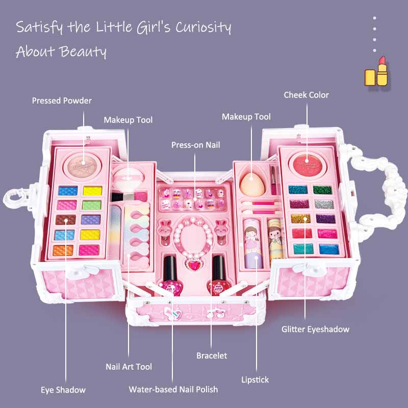 Trousse de Maquillage Princesse pour Enfants Fidtoy – Vanity avec Brosses, Rouges à Lèvres et Accessoires