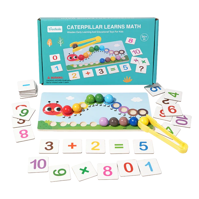 Toddlers Caterpillar Maths and Colorful Beads Learning
