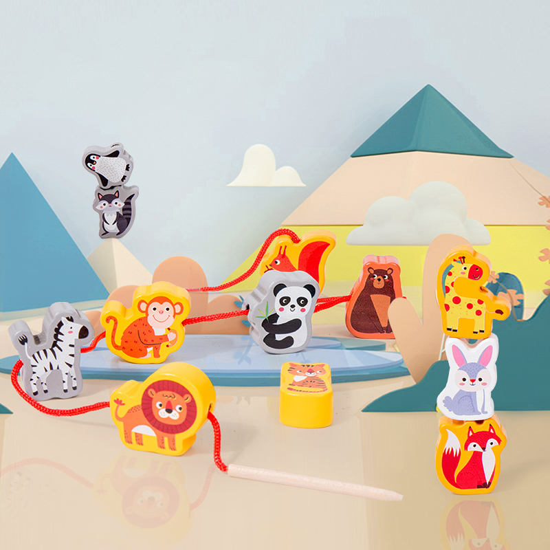 Wooden Animal & Vehicle Beads Set