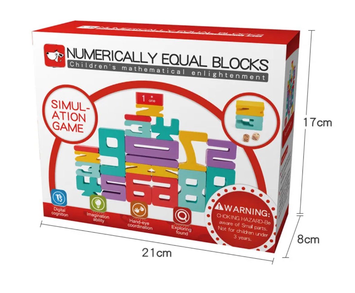 Numerical Building Blocks – Double Number Wooden Set with Dice for Math, Stacking and Counting Games