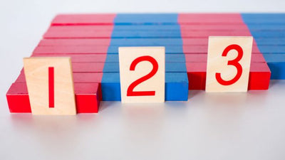Grandes réglettes Montessori rouges et bleues