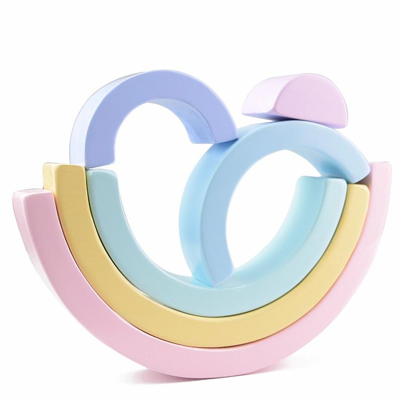 Fidtoy Wooden Rainbow Stacking Blocks 6 Piece Open Ended Montessori Toy