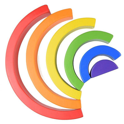 Fidtoy Wooden Rainbow Stacking Blocks 6 Piece Open Ended Montessori Toy