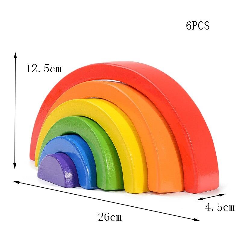 Fidtoy Wooden Rainbow Stacking Blocks 6 Piece Open Ended Montessori Toy