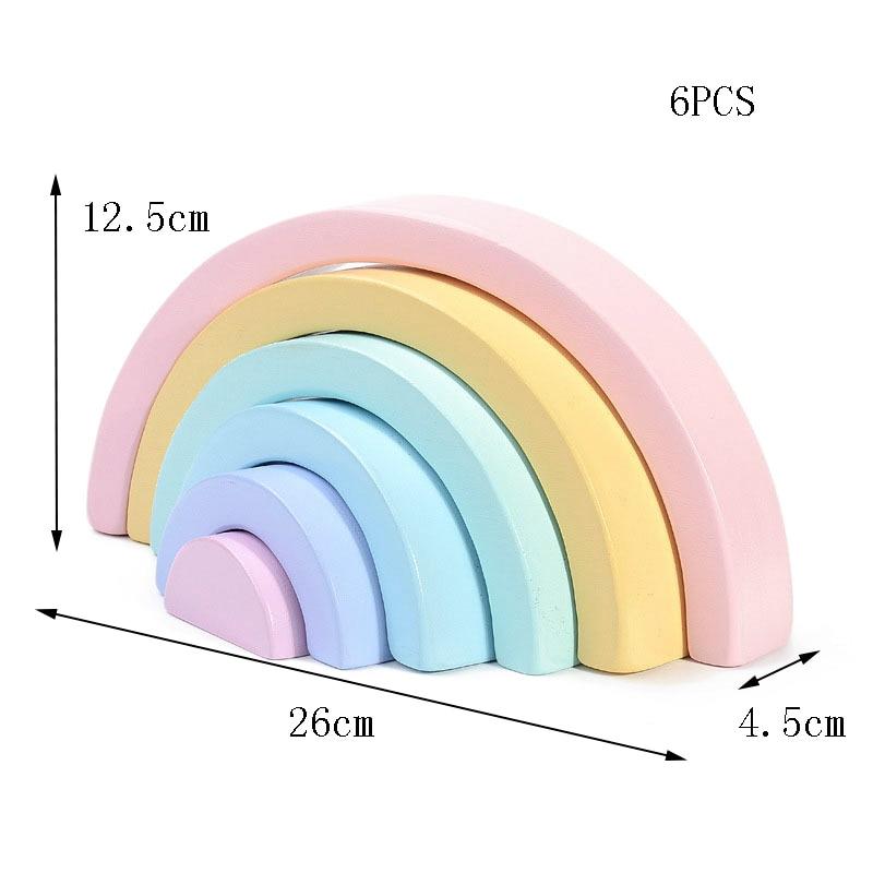 Fidtoy Wooden Rainbow Stacking Blocks 6 Piece Open Ended Montessori Toy