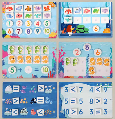 Mini libro interactivo - Tema de matemáticas oceánicas | Aprende números, conteo y fracciones con diversión bajo el agua