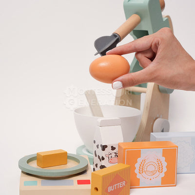 Fidtoy Wooden Mixer Toy Set for Kids 3+ Pretend Kitchen Play