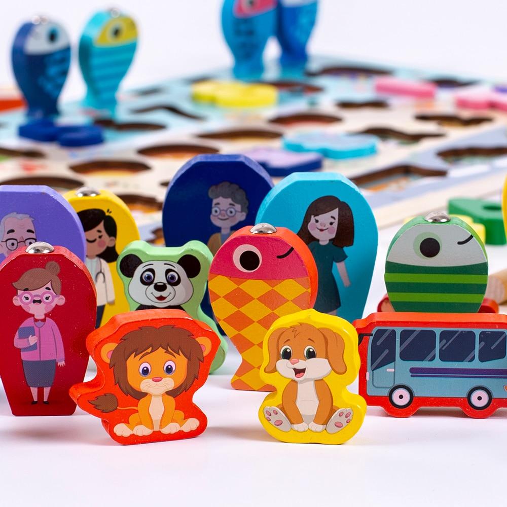 Fidtoy Montessori 3D Wooden Puzzle for Toddlers Learning Shapes