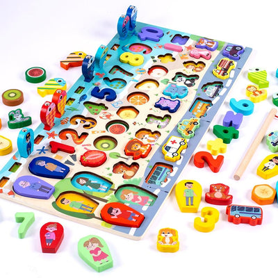 Fidtoy Montessori 3D Wooden Puzzle for Toddlers Learning Shapes