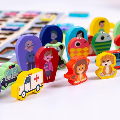 Fidtoy Montessori 3D Wooden Puzzle for Toddlers Learning Shapes