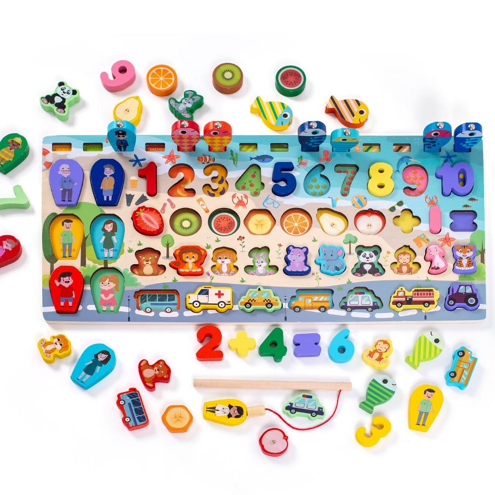 Fidtoy Montessori 3D Wooden Puzzle for Toddlers Learning Shapes