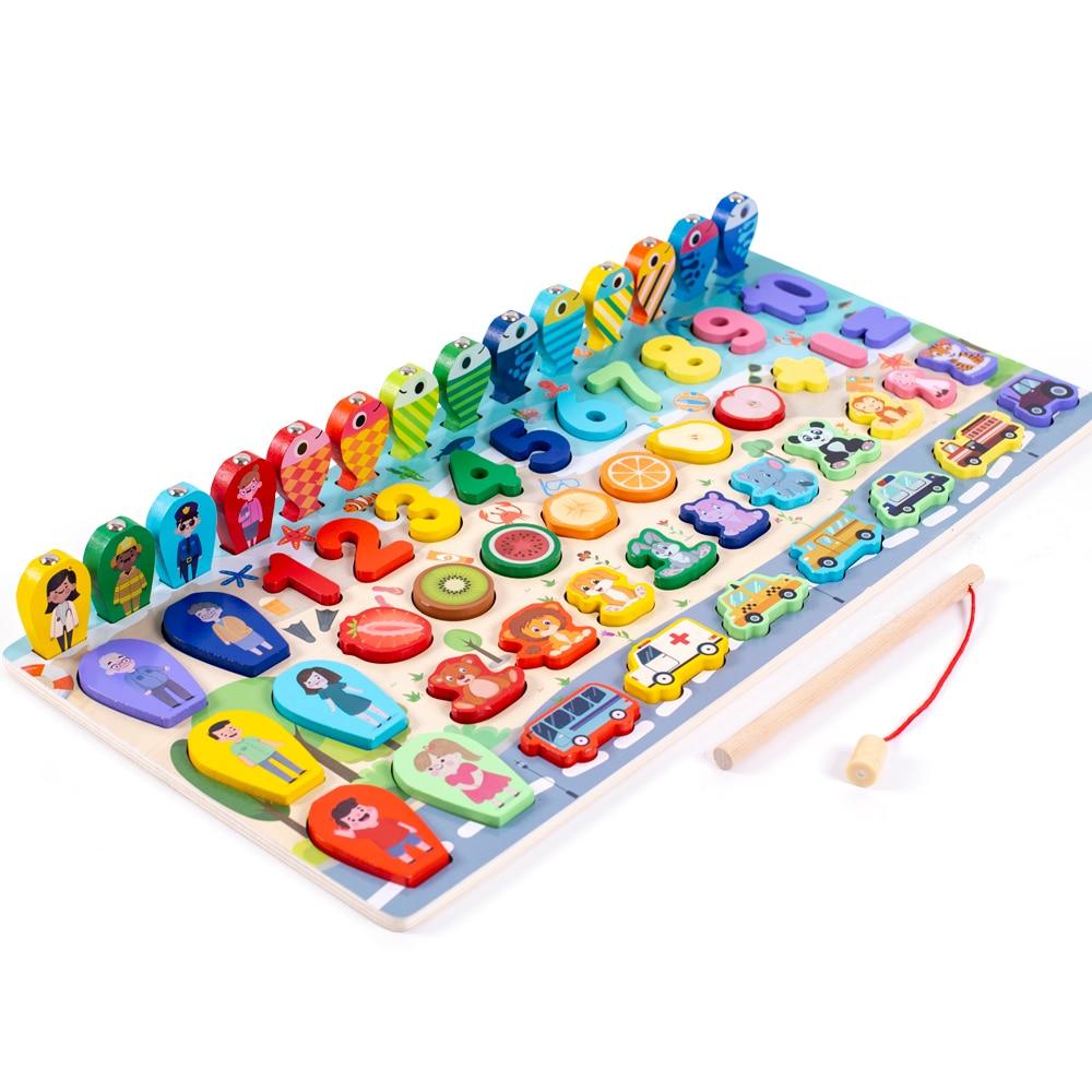 Fidtoy Montessori 3D Wooden Puzzle for Toddlers Learning Shapes