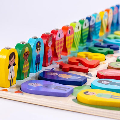 Fidtoy Montessori 3D Wooden Puzzle for Toddlers Learning Shapes
