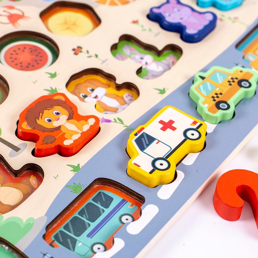 Fidtoy Montessori 3D Wooden Puzzle for Toddlers Learning Shapes