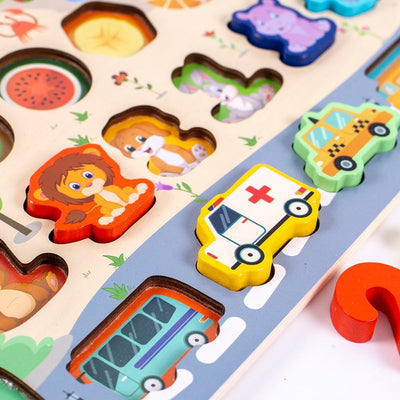 Fidtoy Montessori 3D Wooden Puzzle for Toddlers Learning Shapes