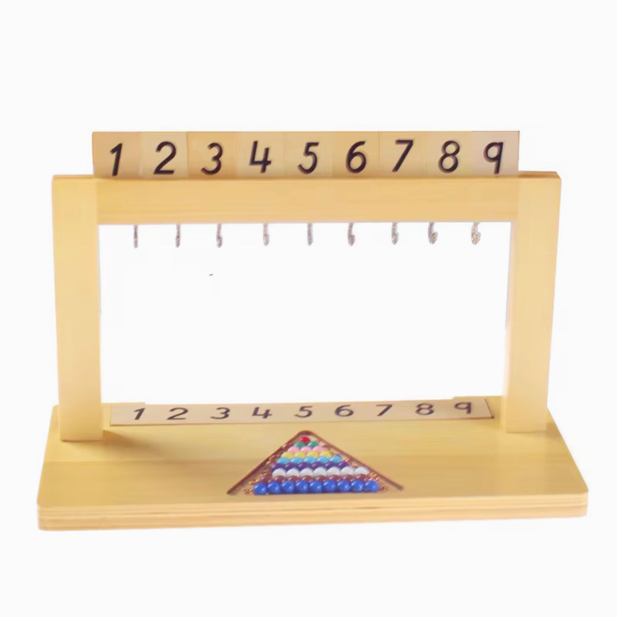Montessori Bead Stair Hanger with Colored Beads - Math Material for Counting and Number Recognition (1–9)