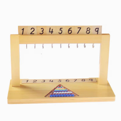 Montessori Bead Stair Hanger with Colored Beads - Math Material for Counting and Number Recognition (1–9)