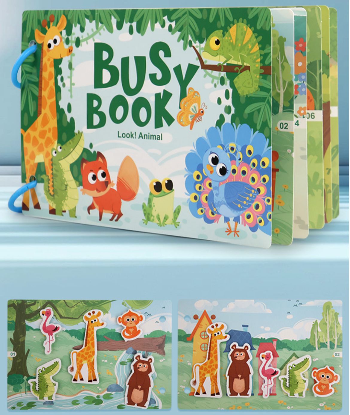 Mini Busy Book - Forest Animal Theme | Interactive Animal Matching and Discovery for Toddlers