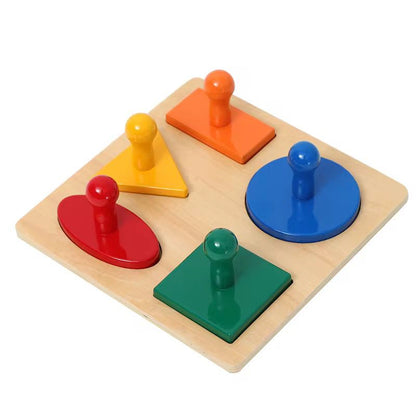 Montessori Geometric Puzzle with Knobs | Toddler Sensorial Activity
