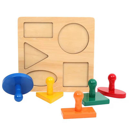 Montessori Geometric Puzzle with Knobs | Toddler Sensorial Activity