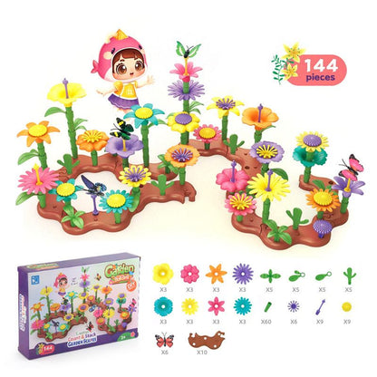 Flower Garden Building Toy - 144-Piece STEM Construction Set with Butterflies and Stackable Parts