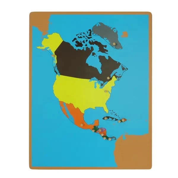 Mapa de rompecabezas de América del Norte Montessori