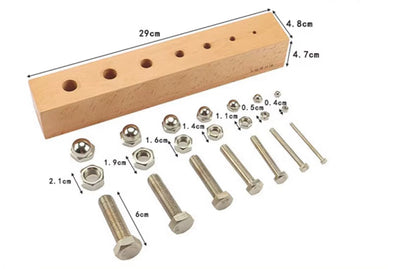 Montessori Écrous et Boulons Set C - Matériel de Vie Pratique pour la Motricité Fine
