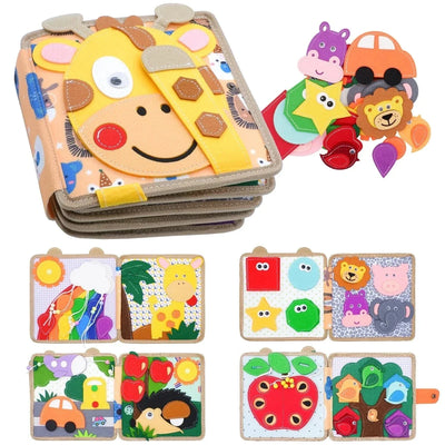 Fidtoy Felt Montessori Activity Book – 16 Page Busy Book for Toddlers