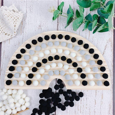 Fidtoy Montessori Pom Pom Rainbow Board Color Sorting Fine Motor Toy for Kids