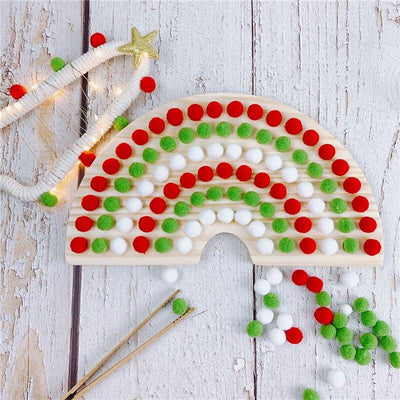 Fidtoy Montessori Pom Pom Rainbow Board Color Sorting Fine Motor Toy for Kids