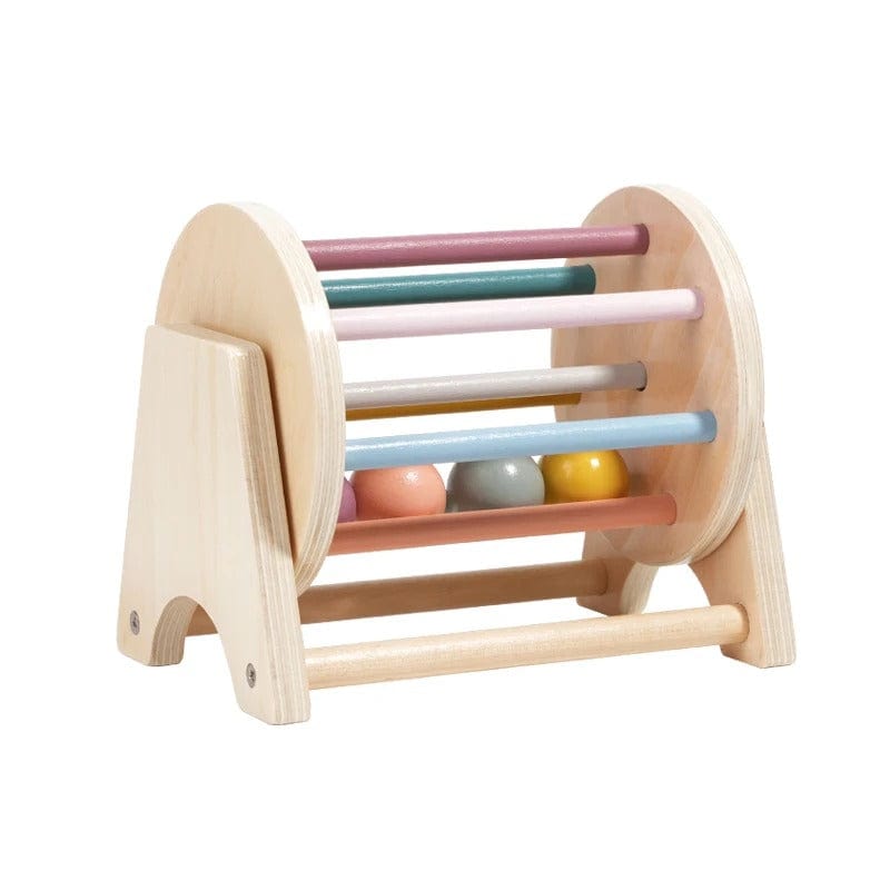 Fidtoy Montessori Spinning Drum Toy for Babies – Wooden Sensory Rolling Toy 6 Months+