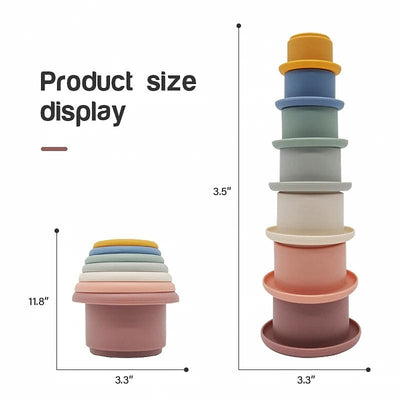 Fidtoy Vasos apilables de silicona Montessori, juguete sensorial para bebés