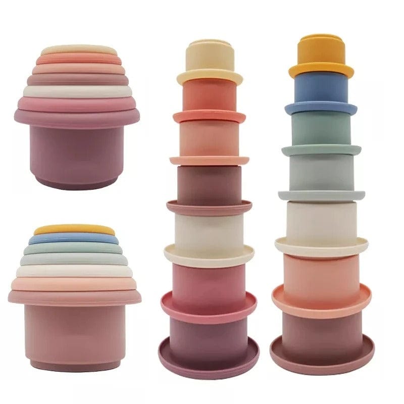 Fidtoy Vasos apilables de silicona Montessori, juguete sensorial para bebés