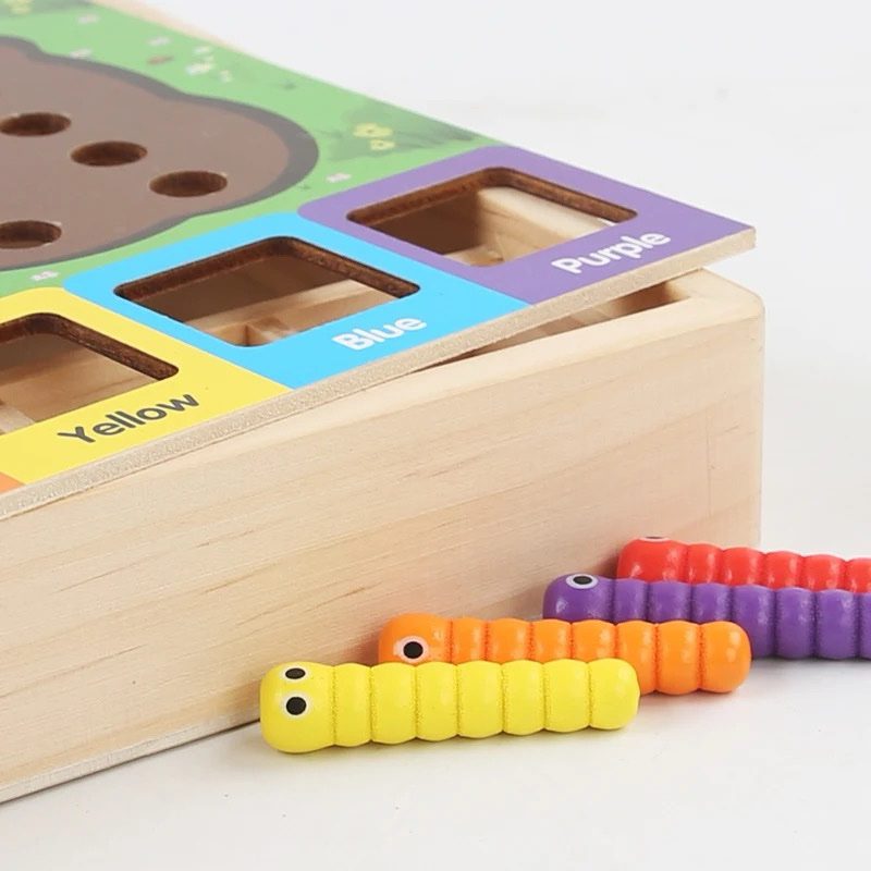 Montessori Worms Color Sorting and Matching Activity – Fine Motor Toy for Toddlers