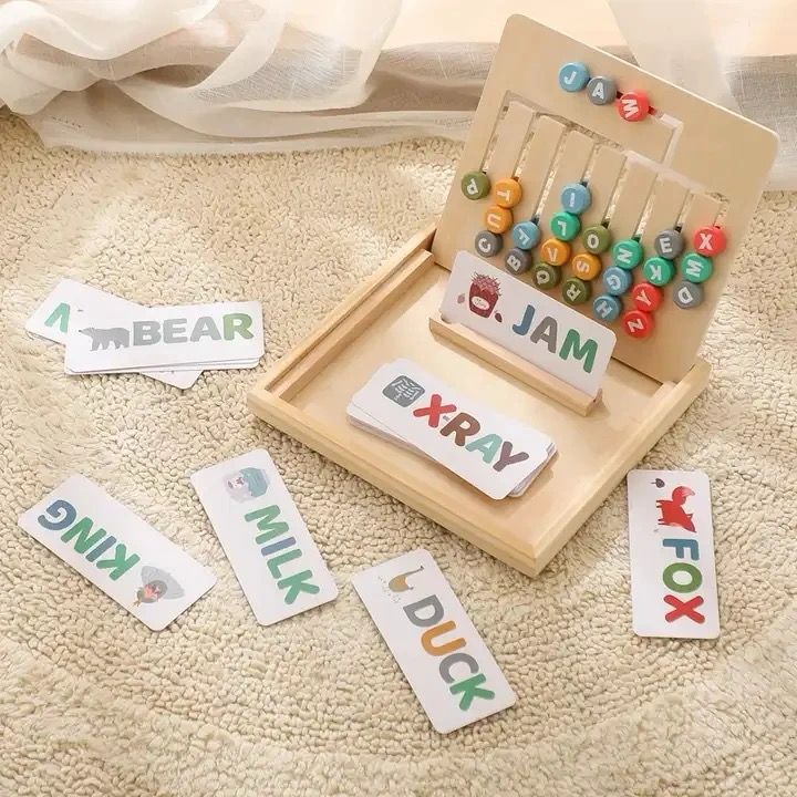 Montessori Wooden Alphabet and Pattern Matching Board – Double-Sided Educational Toy for Letter and Shape Recognition