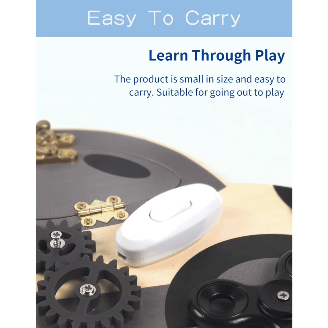 Montessori Wooden Busy Board Steering Wheel – Sensory Toy for Toddlers, Preschool & Travel Activities