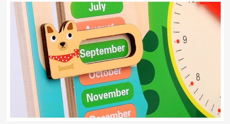 Jouets Horloge Grenouille Montessori en Bois pour Enfants, Calendrier d'apprentissage, Météo, Saisons, Heure, Semaine, Jouet Éducatif Précoce