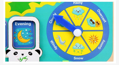 Jouets Horloge Grenouille Montessori en Bois pour Enfants, Calendrier d'apprentissage, Météo, Saisons, Heure, Semaine, Jouet Éducatif Précoce