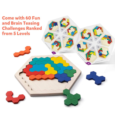 Montessori Wooden Hexagon Puzzle