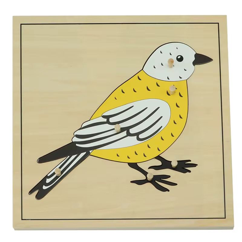 Montessori Zoology - Bird Puzzle with Wooden Knobs