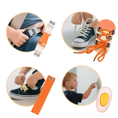 Tabla de actividades Montessori para niños pequeños - Juguete interactivo de madera para habilidades motoras finas