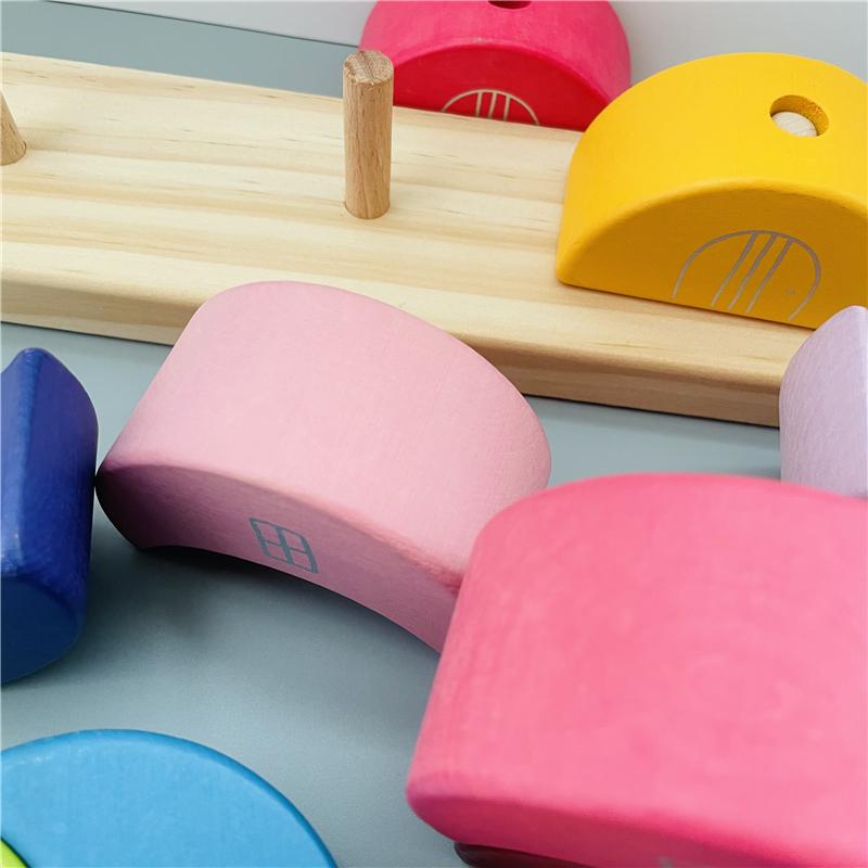 Fidtoy Wooden Moon Stacking Blocks Rainbow Balance Building Toy for Kids