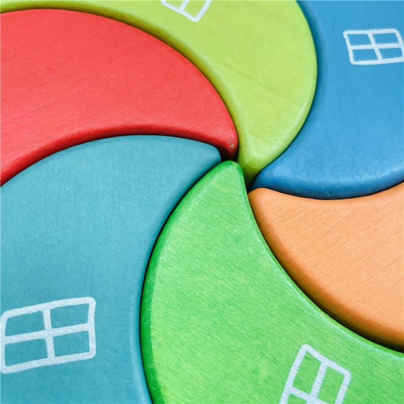 Fidtoy Wooden Moon Stacking Blocks Rainbow Balance Building Toy for Kids