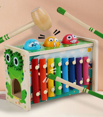 Jouet à marteler Montessori avec xylophone, pêche et jeu magnétique