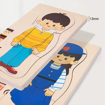 Puzzle en bois multicouche sur l'anatomie humaine - Jouet éducatif de séquençage à 5 couches