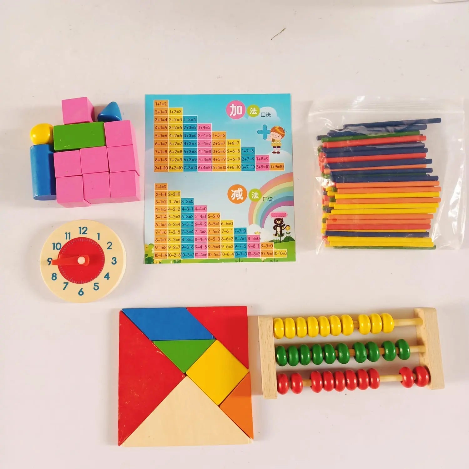 Multipurpose Abacus Shapes Clock Learning Box