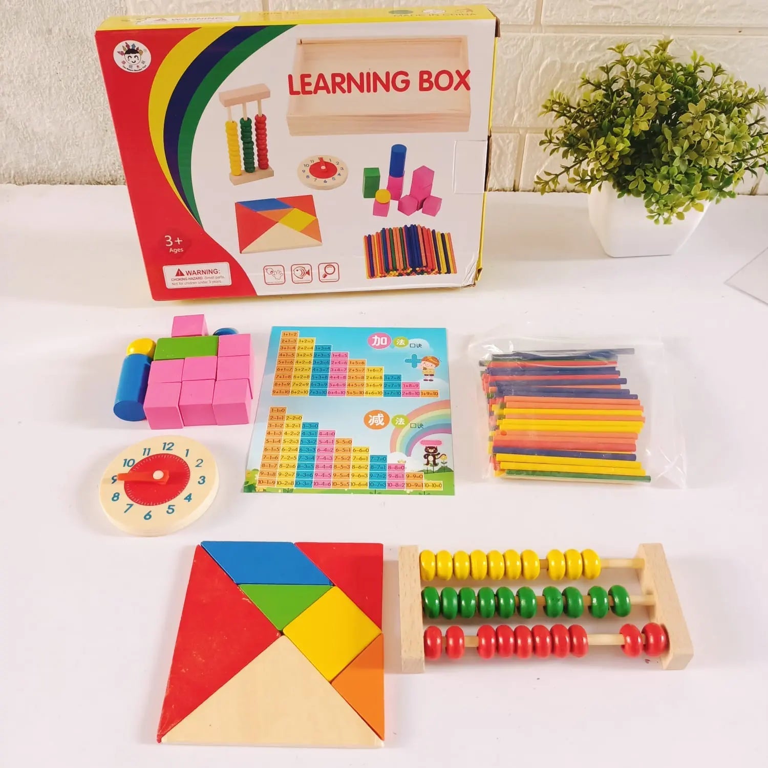 Multipurpose Abacus Shapes Clock Learning Box