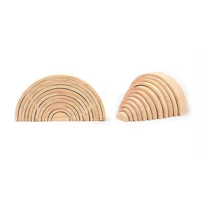 Fidtoy Arc-en-ciel en bois naturel, 12 arches, jouet créatif
