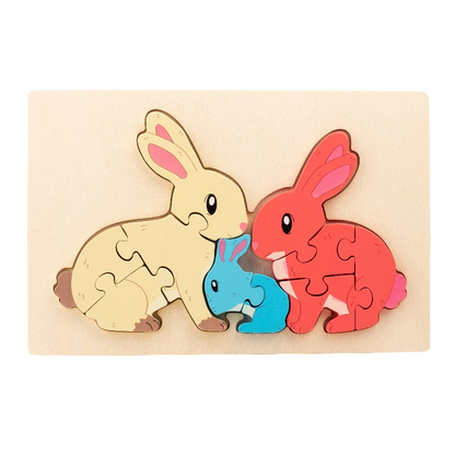 Animal Puzzle™ – Ontdek & Leer – Cartoon Houten Puzzel