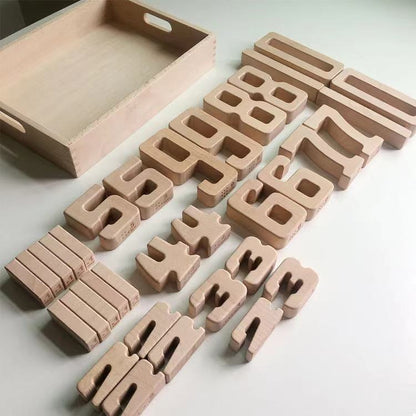 Wooden Number Building Blocks - Natural finish  Open ended wooden toys